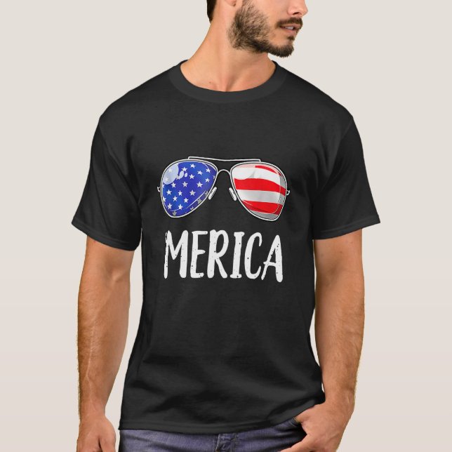 Merica Sunglasses 4th Of July Men Women USA Americ T-Shirt (Vorderseite)