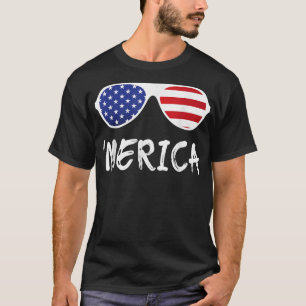 Merica Sunglasses Patriotic Amerikanische Unabhäng T-Shirt
