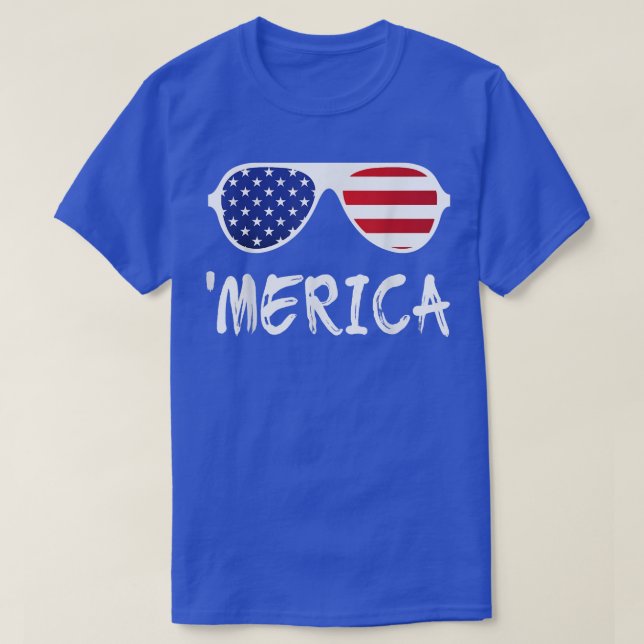 Merica Sunglasses Patriotischer Amerikanische Unab T-Shirt (Design vorne)