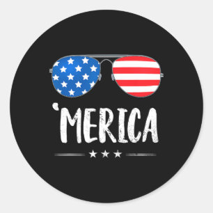 Merica Sungles 4. Juli Jungs Girls Usa Flag Pat Runder Aufkleber