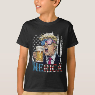 Merica Trump 4. Juli Lustig Trinken Bier Männer T-Shirt