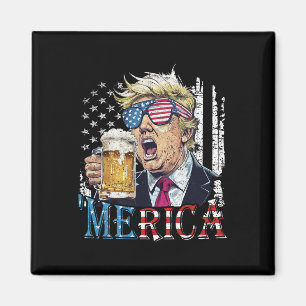 Merica Trump 4. Juli Lustig Trinken Bier Männer W Magnet