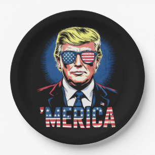 Merica Trump 4. Juli US Vintage Retro Pappteller