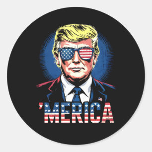 Merica Trump am 4. Juli US-Vintager Retro Runder Aufkleber