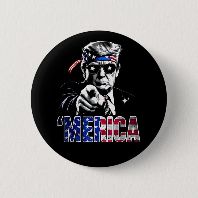Merica Trump American Flag USA Button (Vorderseite)
