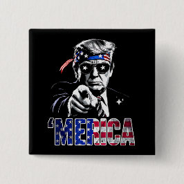 Merica Trump American Flag USA Button