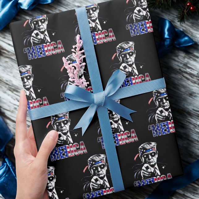 Merica Trump American Flag USA Geschenkpapier (Von Creator hochgeladen)