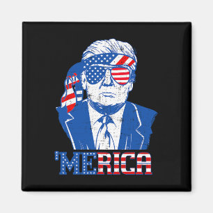 Merica Trump Frohes 4. Juli Trump Amerikanische Fl Magnet