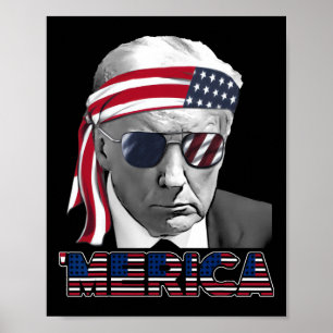 Merica Trump Frohes 4. Juli Trump Amerikanische Fl Poster