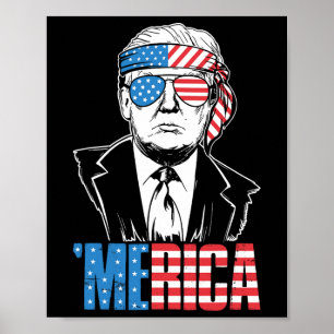 Merica Trump Frohes 4. Juli Trump Amerikanische Fl Poster
