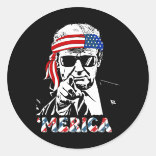Merica Trump glücklich über den 4. Juli Trump - Am Runder Aufkleber