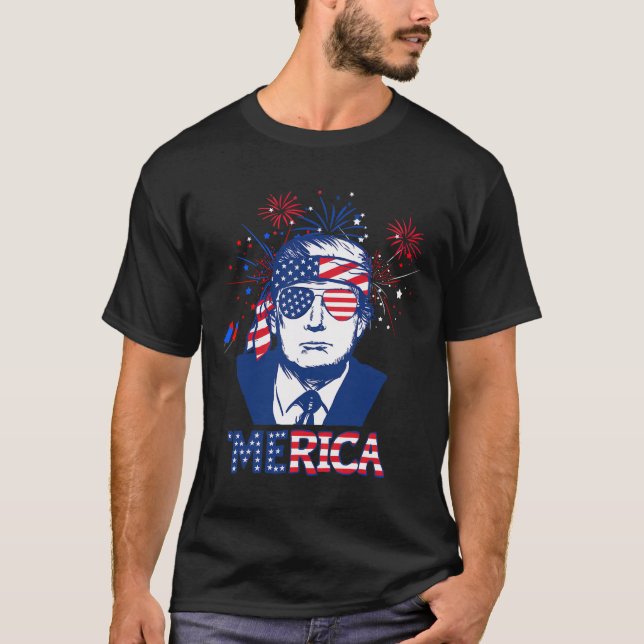 Merica Trump glücklich über den 4. Juli Trump - Am T-Shirt (Vorderseite)