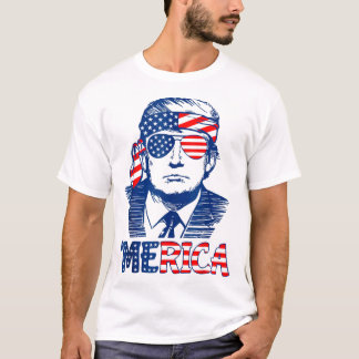 MERICA TRUMP Happy 4. Juli Trump American Flag T-Shirt