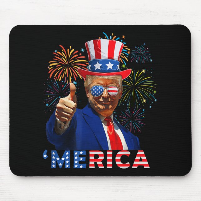 Merica Trump Sungles 4. Juli Funny Beer Drinki Mousepad (Vorne)