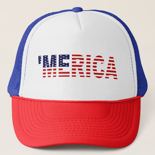 "MERICA U.S Flag Trucker Hat Truckerkappe (Vorderseite)