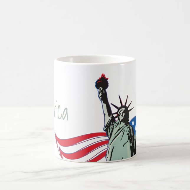"Merica und Freiheitsstatue Kaffeetasse (Mittel)