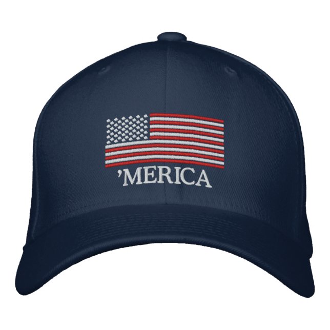 'MERICA US Flag bestickter Hut (Vorderseite)