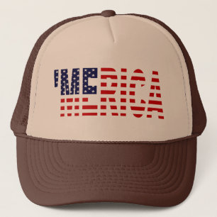 'Merica US Flagge Brown u. TAN-Fernlastfahrer-Hut Truckerkappe