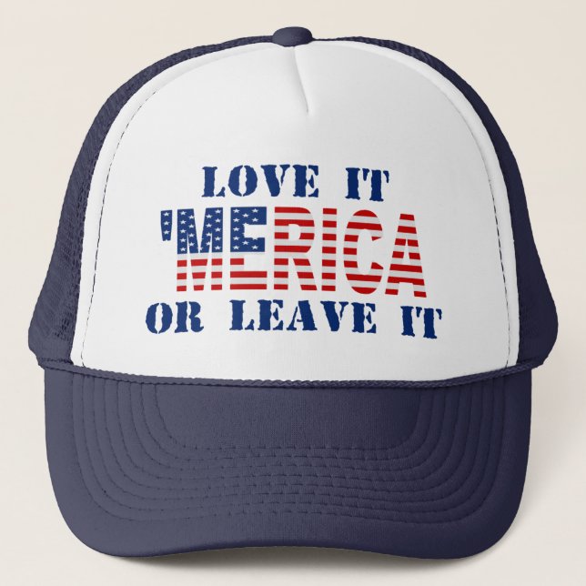 'MERICA US Flagge - Liebe verlässt es oder ihm Hut Truckerkappe (Vorderseite)