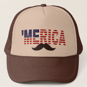 'MERICA US Flaggen-Brown-Schnurrbart-Hut Truckerkappe