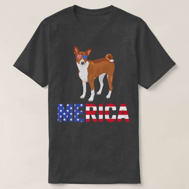 Merica USA Flag Basenji Dog Sonnenbrille Patriotic T-Shirt (Design vorne)