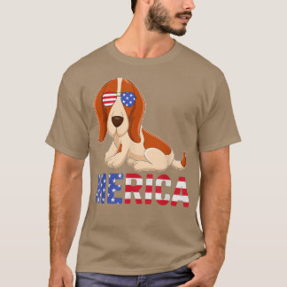 Merica USA Flag Basset Hound Hunde Sonnenbrille 4. T-Shirt