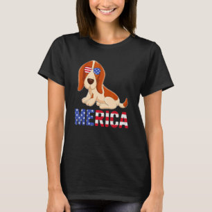Merica Usa Flag Basset Hound Hunde Sonnenbrille 4. T-Shirt