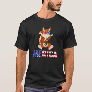Merica Usa Flag Eichhörnchen Sonnenbrille Patrioti T-Shirt