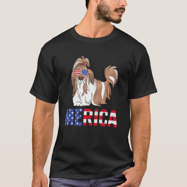Merica Usa Flag Shih Tzu Dog Sunglass Patriotic 4t T-Shirt (Vorderseite)