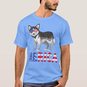 Merica USA Flag Siberischer Husky Dog Sonnenbrille T-Shirt