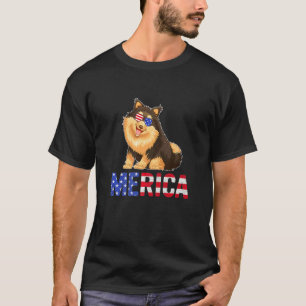 Merica Usa Flag Spitz Hunde Sonnenbrille 4. T-Shirt