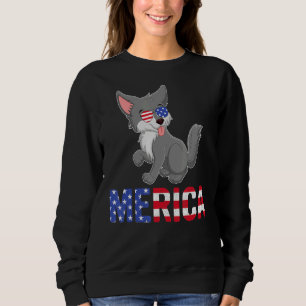 Merica Usa Flagge Alaskan Malamute Dog Sonnenbrill Sweatshirt