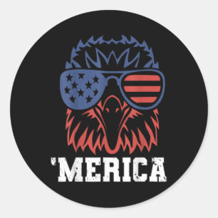 Merica USA-Flagge Kampfjets Ld Eagle Patriot 4. Runder Aufkleber