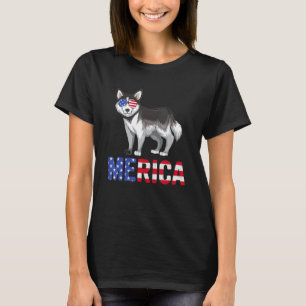 Merica USA-Flagge Siberian Husky Hund Sonnenbrille T-Shirt