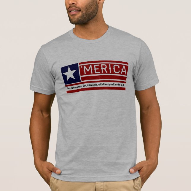MERICA - USA-Flaggen-Form Customizeable Text T-Shirt (Vorderseite)