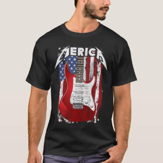 Merica USA Guitar Player American Flag Guitarrist T-Shirt