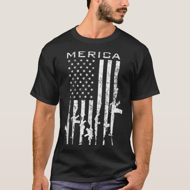 MERICA - USA - Zweite Änderung - Funny Pro Gun Ame T-Shirt (Vorderseite)