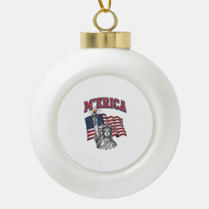 MERICA Vintage Liberty Patriotisch Keramik Kugel-Ornament