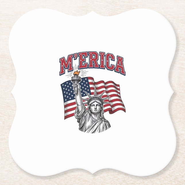 MERICA Vintage Liberty Patriotisch Untersetzer (Vorderseite)