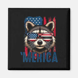 Merica Waschbär Frohes 4. Juli Waschbär Amerikanis Magnet
