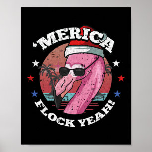 Merica Weihnachten im Juli Cool Flamingo Sommer Tr Poster