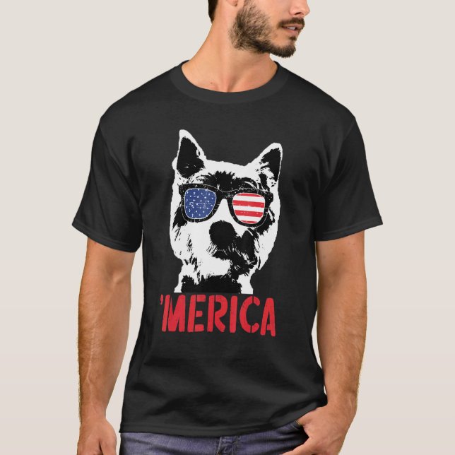 Merica Westie Hund American Flag Sonnenbrille 4. T-Shirt (Vorderseite)