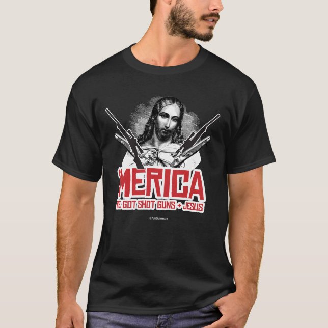 "Merica - Wir Got Waffen und Jesus-T - Shirt (Vorderseite)