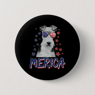 Merica Wire Fox Terrier Dog 4. Juli US-amerikanisc Button