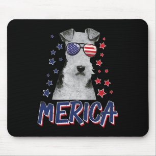 Merica Wire Fox Terrier Dog 4. Juli US-amerikanisc Mousepad
