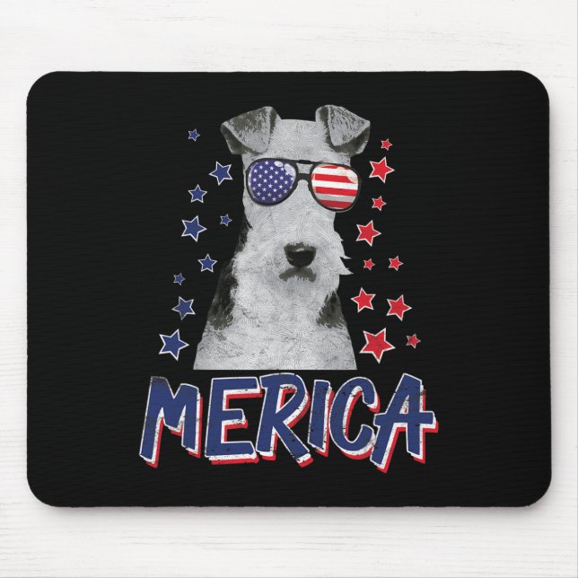 Merica Wire Fox Terrier Dog 4. Juli US-amerikanisc Mousepad (Vorne)