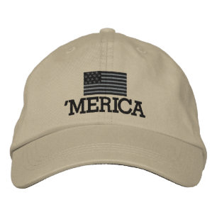 Merica with Gray and Black American Flag Bestickte Baseballkappe