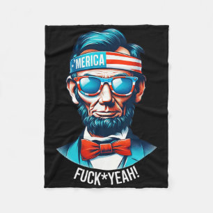 Merica Yeah Abraham Lincoln 4. Juli Fleecedecke