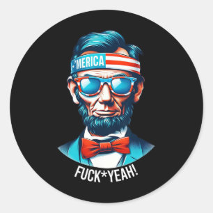 Merica Yeah Abraham Lincoln 4. Juli Runder Aufkleber
