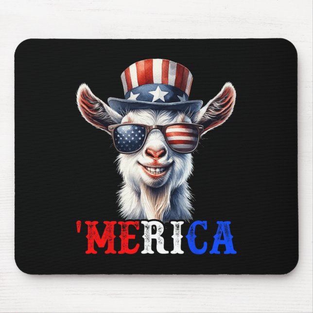 Merica Ziege Patriotic 4. Juli Funny Kids Men W Mousepad (Vorne)